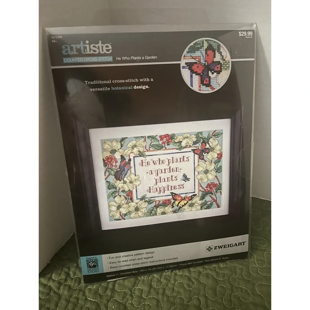 Artiste He Who Plants a Garden‎ Cross Stitch Kit Needle Art Botanical Design New